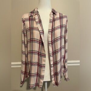 CLOTH & STONE Pink Plaid Shirt Flannel Granola Cowgirl Western Women's Sz Medium